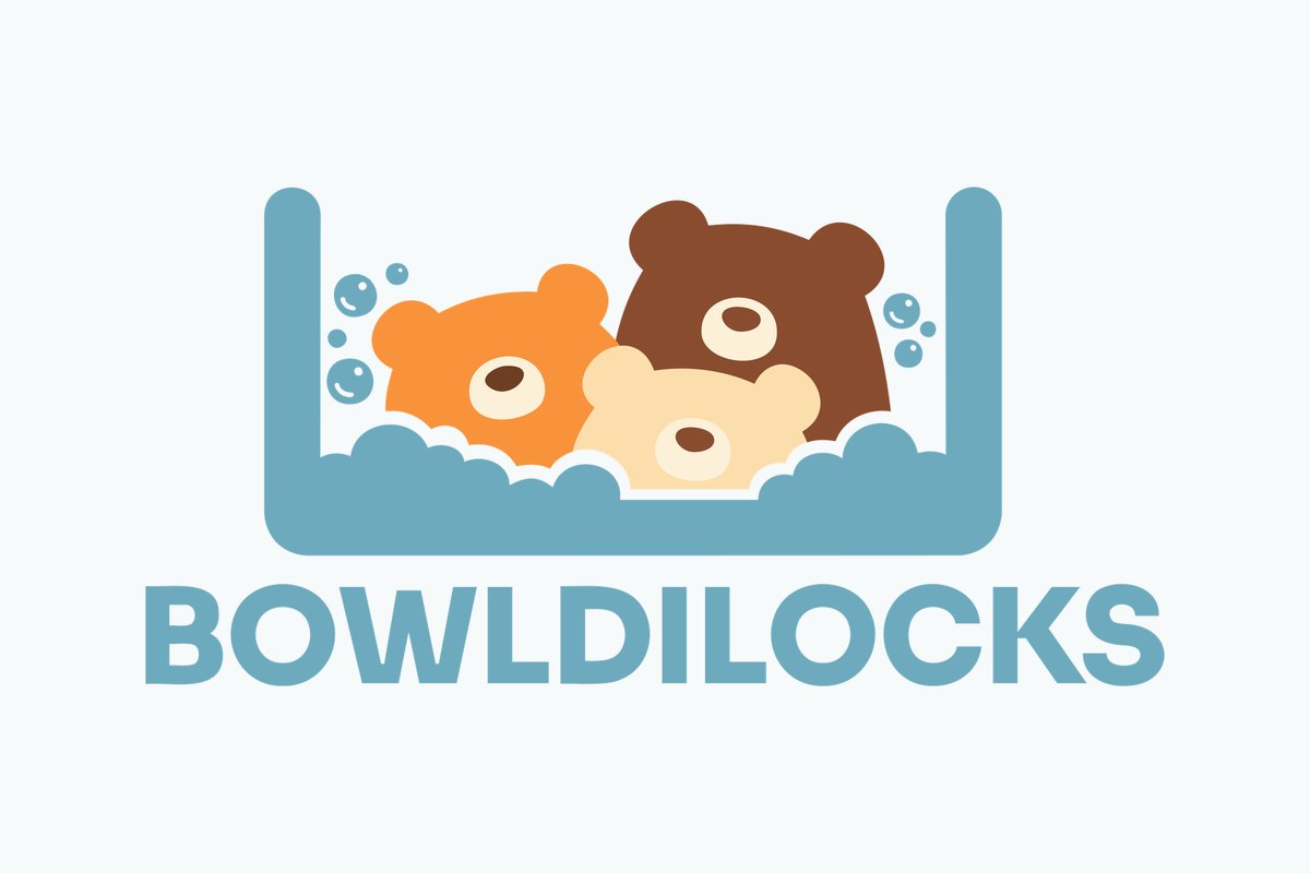 The Bowldilocks logo in full colour: three bears in a blue washing-up bowl full of suds, above the wordmark