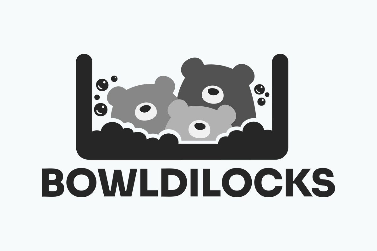 The Bowldilocks logo in greyscale