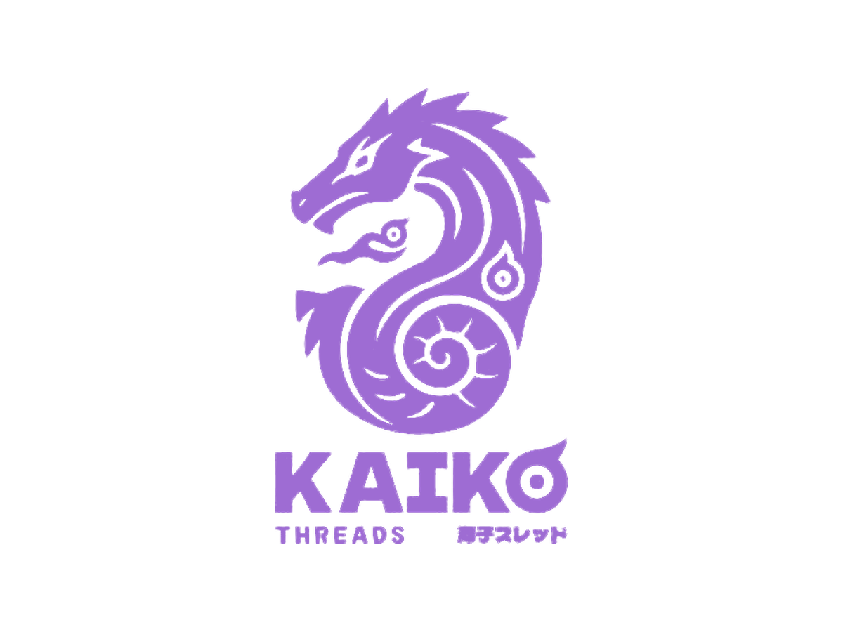 Kaiko Threads logo: a purple sea dragon coiled into a shell spiral above the wordmark