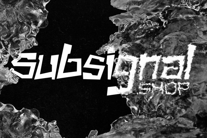 A white wordmark half-swallowed by black-and-white ice