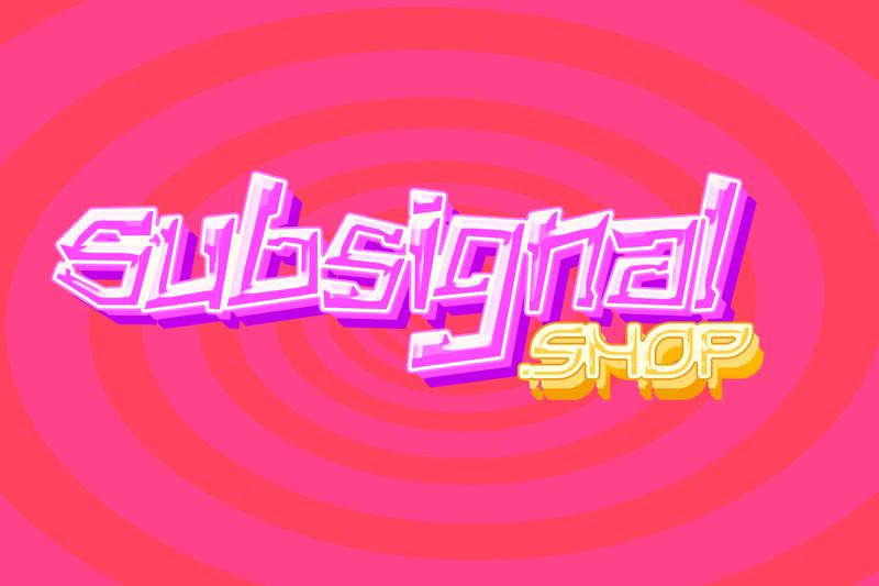Pink 3D bubble letters with a yellow “.shop” on red and pink rings