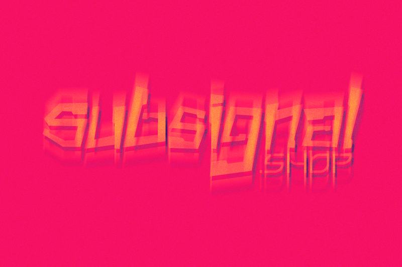 Coral letters smeared by motion blur on hot pink