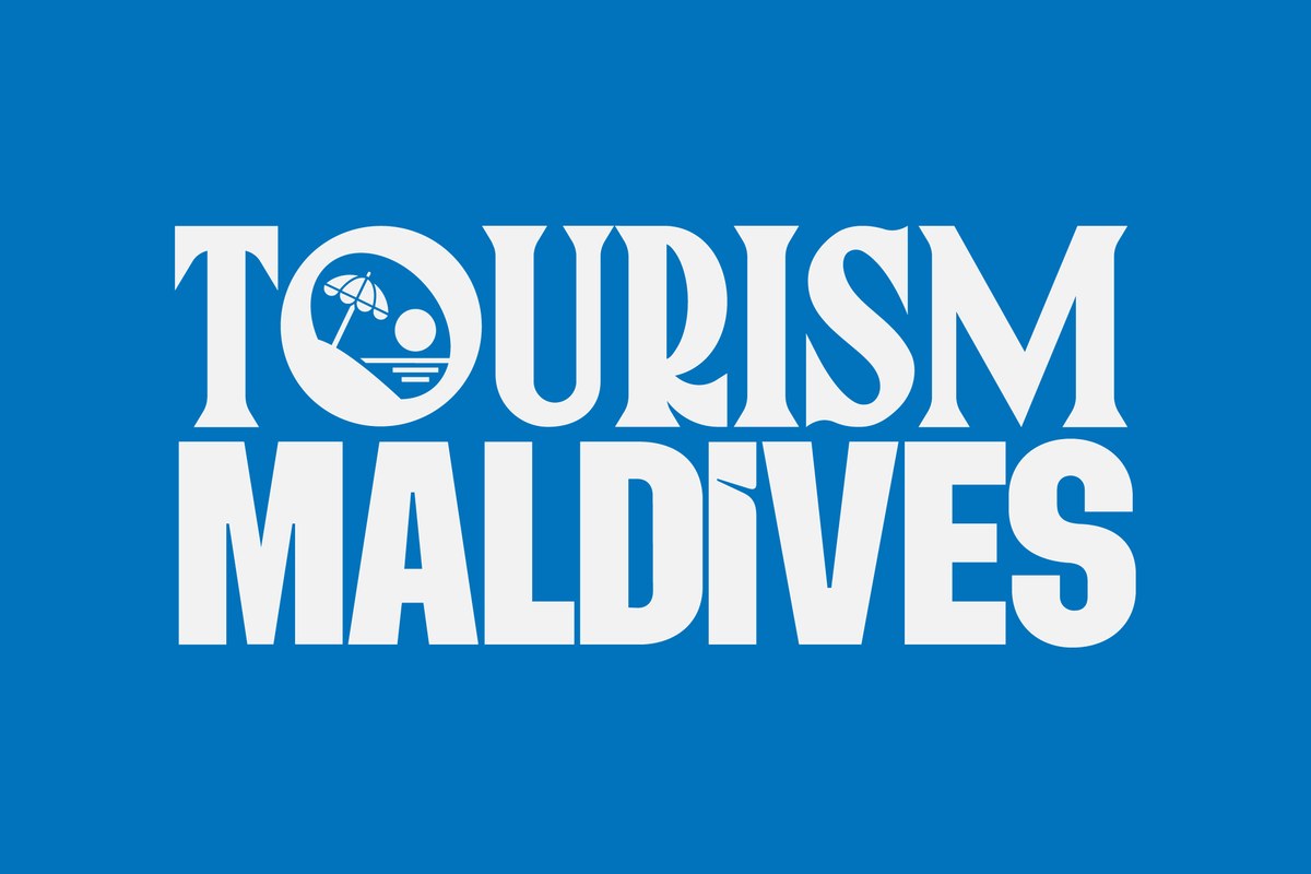 The Tourism Maldives masthead in white on ocean blue